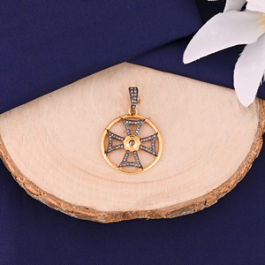 Colgante de Flores Amarillo y Negro para Mujer, Plata de Ley 925, Chapado en Rodio Negro, Diamantes Pavé, Estilo Vintage, Tamaño 25 mm - Product Image 1