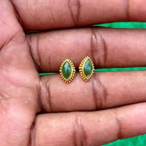 Vente en gros de boucles d'oreilles en onyx vert naturel bijoux en argent sterling 925 pour femmes bijoux de mode en laiton plaqué or - Product Image 1