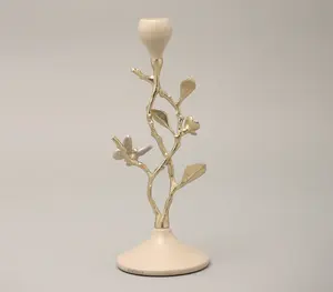 เชิงเทียนโลหะรูปทรงดอกไม้โบราณราคาไม่แพงเชิงเทียนดีไซน์สุดทองที่วางเทียนแบบเสาสำหรับตกแต่งห้องนั่งเล่น - Product Image 1