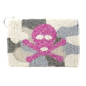Bolsa de cuentas de vaquero de alta calidad de Color Rosa gris, Mini monedero occidental hecho a mano, Material de lona con cierre de cremallera - Product Image 1