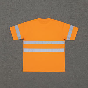 Chemises de sécurité réfléchissantes pour hommes, vêtements de travail pour hommes, haute visibilité, évacuation de l'humidité, chemises haute visibilité avec bande réfléchissante grise/orange. - Product Image 4