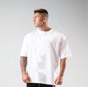 Camiseta con serigrafía de peso pesado 100% algodón personalizada de 230GSM, estilo informal de gran tamaño con diseño en blanco de cuello redondo para hombres - Product Image 6
