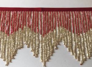 Franges de perles en verre rouge et or de 6 pouces, motif chevron, pour lampe, costume, garniture, à choisir - Product Image 4