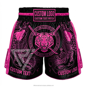 Shorts d'entraînement thaïlandais OEM pour arts martiaux, taille mi-haute, tissés, 220G, 100% polyester, légers et durables, vêtements de sport - Product Image 4