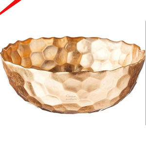 Tazón de servicio azul y dorado de acero inoxidable de metal de alta venta para restaurante y bar de hotel - Product Image 4