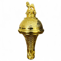 GOLDEN Gevon Drum Major Ceremonial Mace Stick Lion Crown Head Hand Engraved Wood Brass Steel Poly Musical Instrument Accessory