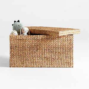 TienPhong Wholesale Wonderful <b>Water</b> Hyacinth Natural Woven Kids Toy Box with Lid Multifunctional Usage Made in Vietnam - Product Image 1