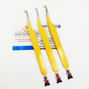 Pinces à épiler pour extensions de cils, fines, 90 degrés, couleur jaune, pinces à épiler Bratz Girls pour cils - Product Image 1