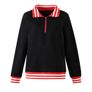 เสื้อสเวตเตอร์โปโลมีซิปสำหรับผู้ชายสีดำลายขวางมีกระดุมข้อมือเสื้อโปโลสีแดงปักลายสำหรับฤดูหนาวสไตล์ลำลอง - Product Image 1