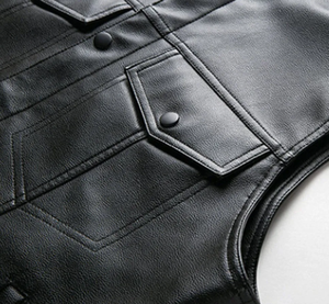 Gilet de mode personnalisé pour hommes au prix de gros Gilet en cuir d'hiver pour hommes avec fonction coupe-vent Design ODM Gilet de motard de qualité supérieure - Product Image 5