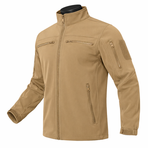 Chaqueta Táctica Softshell para Hombre, Color Bronceado, Cierre Completo, Resistente al Viento y al Agua, Ropa de Trabajo para Exteriores, Chaqueta Soft Shell con Múltiples Bolsillos - Product Image 3