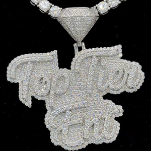 VVS Moissanite personalizado nombre colgante 925 plata esterlina letra inicial joyería chapado en oro Hip Hop Iced Out estilo para hombres y mujeres - Product Image 1