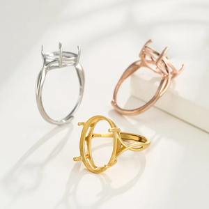 Bague semi-montée en argent sterling 925 véritable 10x14mm avec sertissage de griffes ovales vierges Bijoux faits main personnalisés Fournisseurs de gros - Product Image 4