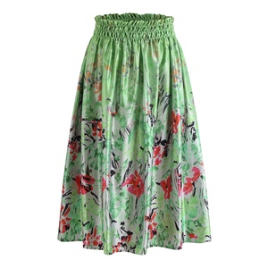 ฮาวายกระโปรงสั้นลำลองธรรมชาติของผู้หญิงเอวยางยืดมีระบายรูปแบบสีทึบฤดูร้อน - Product Image 1