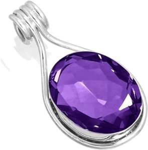 Amethyst Natural Gemstone <b>Locket</b> & Pendants 925 Sterling Silver Handmade Solitaire Pendant 10x14 Oval Rhodium Plated Gold Plated - Product Image 1