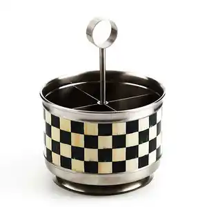 Standard Design Flatware Caddy that made of stainless steel and decorated with a clear enameled coating signature checks