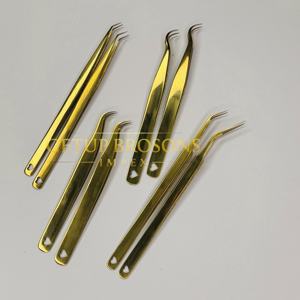 Pinzas de Extensión de Pestañas Russian Volume Gold Plasma 45/90 Grados, de Acero Inoxidable, Antiestáticas y Duraderas para Aislamiento de Pestañas - Product Image 3