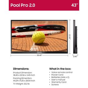 43-Inch Outdoor Waterproof Smart <b>TV</b> with Full Sun Brightness Ultra HD Weatherproof Voice <b>Control</b> <b>Remote</b> 75-Inch Screen Option - Product Image 2