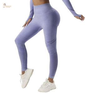 Nouveau sans couture Scrunch bout à bout sport Leggings pour femmes creux taille haute contrôle du ventre Yoga Fitness Gym pantalons d'entraînement - Product Image 1