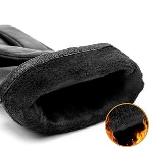 Gants d'hiver pour homme en cuir de mouton thermique à écran tactile de haute qualité, chauds, à doigts complets, pour la conduite et l'équitation - Product Image 2