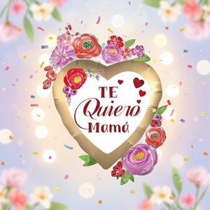 Globo de aluminio con forma de corazón de 73 cm, set de 12 unidades/bolsa, para fiestas, con la inscripción 'Te Quiero Mamá' - Product Image 3