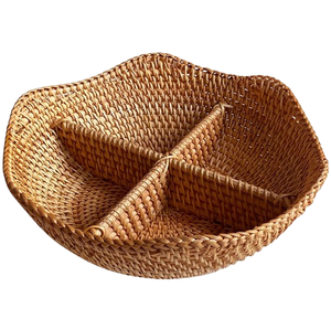 Nouvelle conception bols à fruits en rotin de forme ronde tailles personnalisées bols alimentaires en rotin brun de bols de vaisselle en inde - Product Image 1