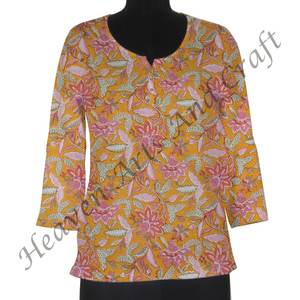 Algodón indio bloque de mano impreso hecho a mano todas las tallas mujeres verano Casual Kurti Top vestido indio bloque de mano estampado algodón Top vestido - Product Image 3