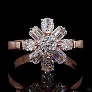 แหวนแต่งงานประดับเพชรทรงวงรีทรงรีขนาด14k ประดับโรสโกลด์ทำด้วยมือประดับเพชร2.50กะรัต VVS เพชร - Product Image 3