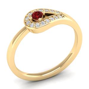 Bague de fiançailles élégante REYES en or jaune 14 carats avec pierre précieuse grenat, minimaliste, certifiée GRA, moissanite, bijoux fins pour femmes - Product Image 2