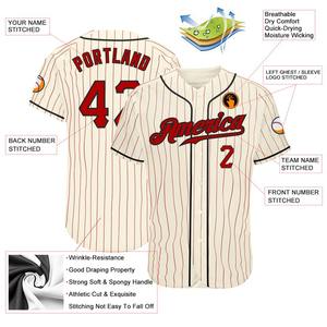 Camiseta de béisbol auténtica roja personalizada a rayas roja-negra - Product Image 3