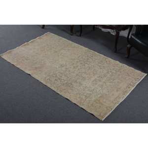 Classic Beige Turkish <b>Rug</b> 3.9 X 6.8 ft Handmade Wool Fur Rectangular Patchwork Pattern for Living Room Latex Backed <b>Bedside</b> <b>Rugs</b> - Product Image 2