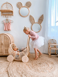 Miroir de bébé en rotin d'excellente qualité, ours souris, miroir mural décoratif suspendu pour chambre d'enfants, décoration de la maison, miroirs muraux - Product Image 6