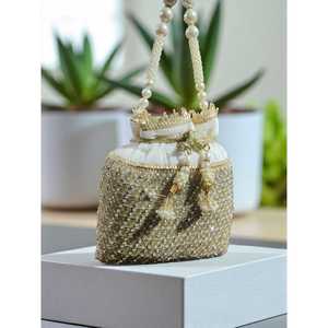 Elegante Bolso de Mano de Satén para Mujer, Diseño de Media Luna con Perlas y Patrón de Caramelo, para Fiestas y Uso Casual - Product Image 2
