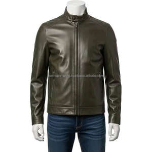 Waterproof Genuine Leather <b>Mens</b> <b>Jacket</b> with Stand Collar Durable Warm Winter Outerwear Fashion Zipper Casual <b>Biker</b> Coa - Product Image 1