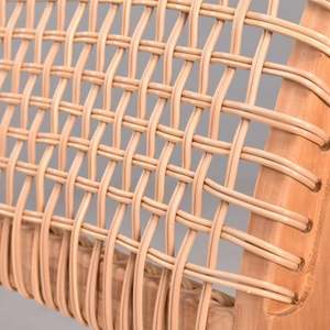 Silla de Comedor Moderna, Ecológica y Duradera de Madera de Teca Maciza con Núcleo de Ratán Sintético Tejido, Impermeable, con Cojín - Product Image 6