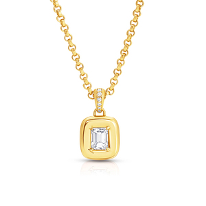 Collar <span class=keywords><strong>de</strong></span> Plata <span class=keywords><strong>de</strong></span> Ley 925 Chapado en <span class=keywords><strong>Oro</strong></span> <span class=keywords><strong>de</strong></span> 18K con Colgante Elegante Minimalista <span class=keywords><strong>de</strong></span> Esmeralda Redonda Ovalada y Circonita Cúbica, Joyería <span class=keywords><strong>de</strong></span> Moda al por Mayor - Product Image 3