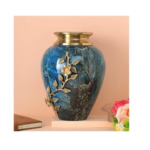 Florero de mesa de pared de suelo de metal y vidrio con estilo contemporáneo diseño de lujo moderno para pieza decorativa de hogar u oficina - Product Image 2