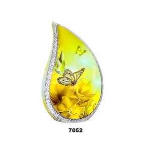 Urna de adulto grande en forma de lágrima de mariposa amarilla para cenizas humanas con bolsa de terciopelo gratis - Product Image 1
