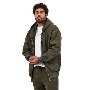 Survêtement vintage en coton avec logo personnalisé, lavage à l'acide, survêtement pour homme, survêtement empilé, lavage vintage, sweat-shirts à fermeture éclair - Product Image 3