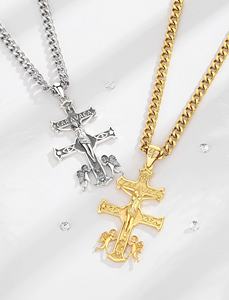 Merryshine 18k plaqué or prêtre orthodoxe croix 925 en argent sterling hommes colliers croix hommes - Product Image 6