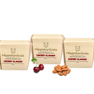 Jabón Corporal Vegano de Cereza y Almendra Hippotanicals, Hecho a Mano, Proceso en Frío, Natural, Ecológico, Compostable - Product Image 3