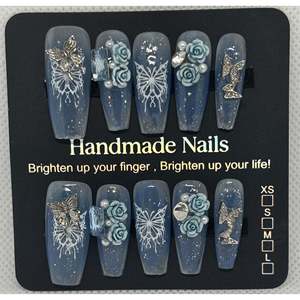 Unghie artificiali di media lunghezza Snow Butterfly - Product Image 1