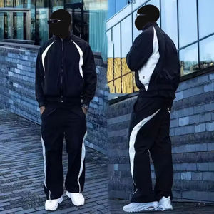 Survêtements en polyester personnalisés de haute qualité, veste et pantalon coupe-vent zippés en patchwork, ensembles de jogging, survêtements personnalisés - Product Image 1