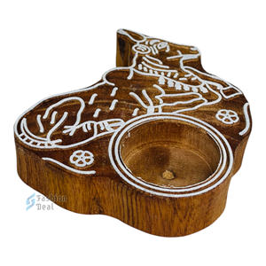 Oferta de Moda Inteligente: Portavelas de Madera Ecológico Hecho a Mano con Forma de Elefante, Impresión en 2 Colores (Sin Vela Tealight) - Product Image 3