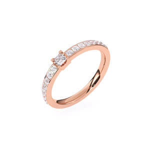 Anillo Solitario Princesa con Diamante Cultivado en Laboratorio de 0.41 Ct |   En oro amarillo, blanco y rosa de 9 quilates - Product Image 2