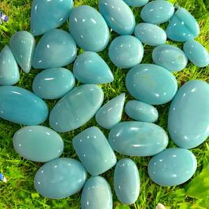 Alta calidad Natural Perú Opal Cabujón suelto Piedras preciosas Corte ovalado Verde Tamaño libre - Product Image 2