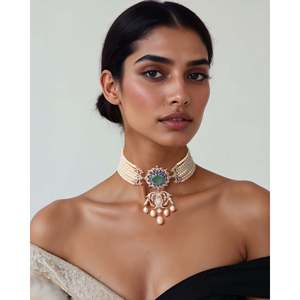 Collier ras-de-cou en perles avec motif jardin de fleurs - Product Image 2