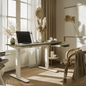 Heim-Büromöbel modern Ein-Motor 2-Sektionen Lifting-Tisch-Ständer intelligenter Lerntisch-Sets hölzerner Bürostuhl