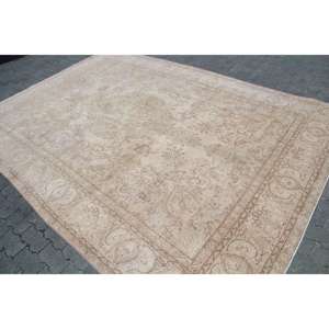 พรมวินเทจสไตล์ตุรกี ขนาด 8.4x11.5 ฟุต พรมขนสัตว์ลายสัตว์สีน้ำตาล - Product Image 2