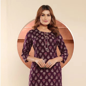 Venta al por mayor de viscosa Maslin Print Kurti en India Material de rayón para fiestas - Product Image 1